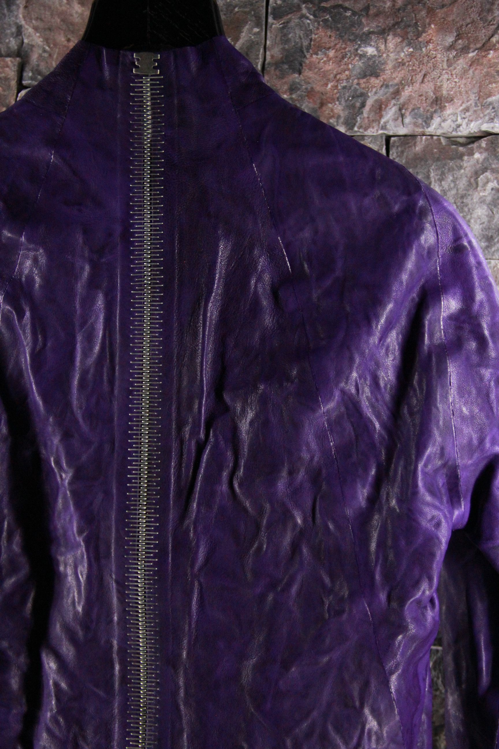 Isaac Sellam Experience Rick Owens Purple Iron Spine Leather Jacket Size US L / EU 52-54 / 3 - 8 Thumbnail