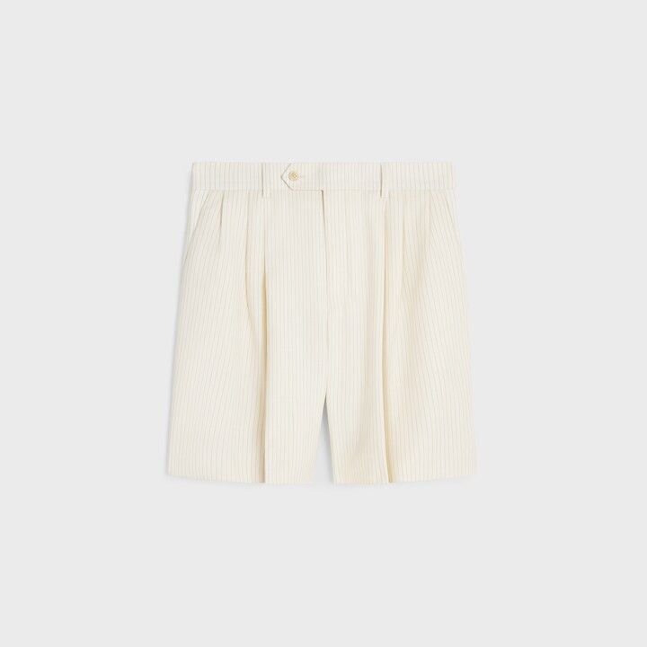 Celine os11x0526 Triple-pleated Masculin Short in Ivoire/Noir Size 24" / US 00 / IT 34 - 1 Thumbnail