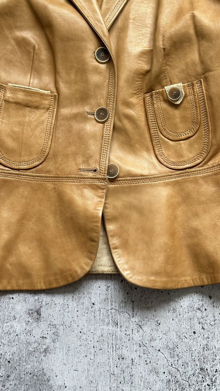 Brunello Cucinelli Women's Brunello Cucinelli Vintage Leather Blazer Jacket Size M / US 6-8 / IT 42-44 - 8 Thumbnail