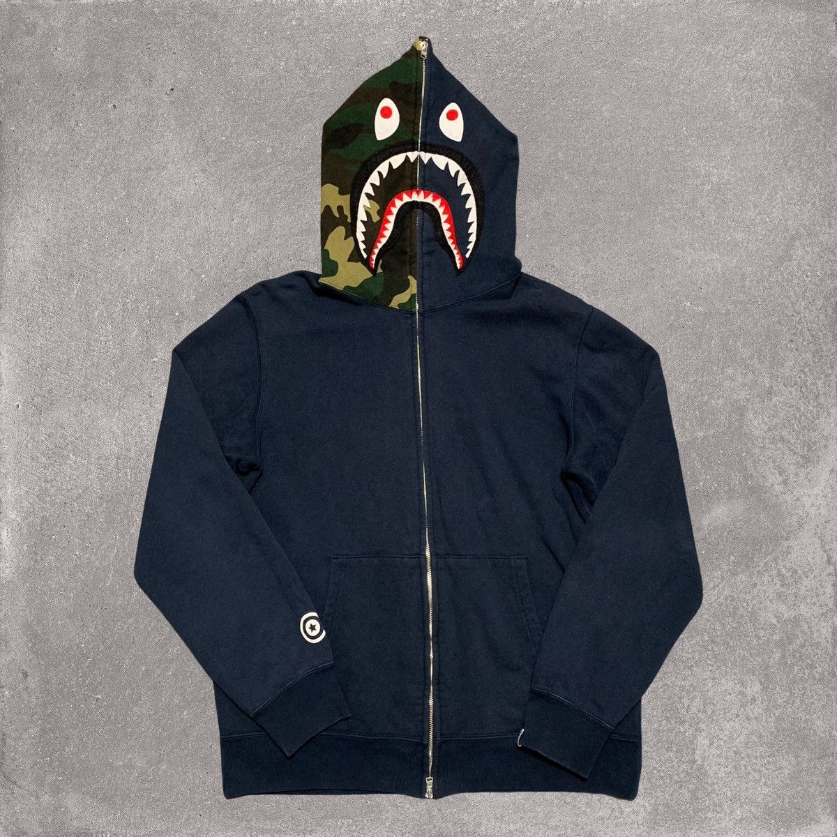 Bape Bape XL Shark Blue Full Zip Camo Hoodie Bathing Vintage Grailed