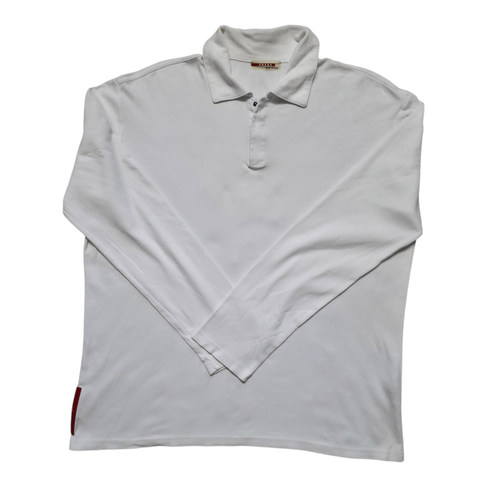Prada “Prada White LS Stretchable Polo Shirt Red Logo Patch” Size US L / EU 52-54 / 3 - 6 Thumbnail