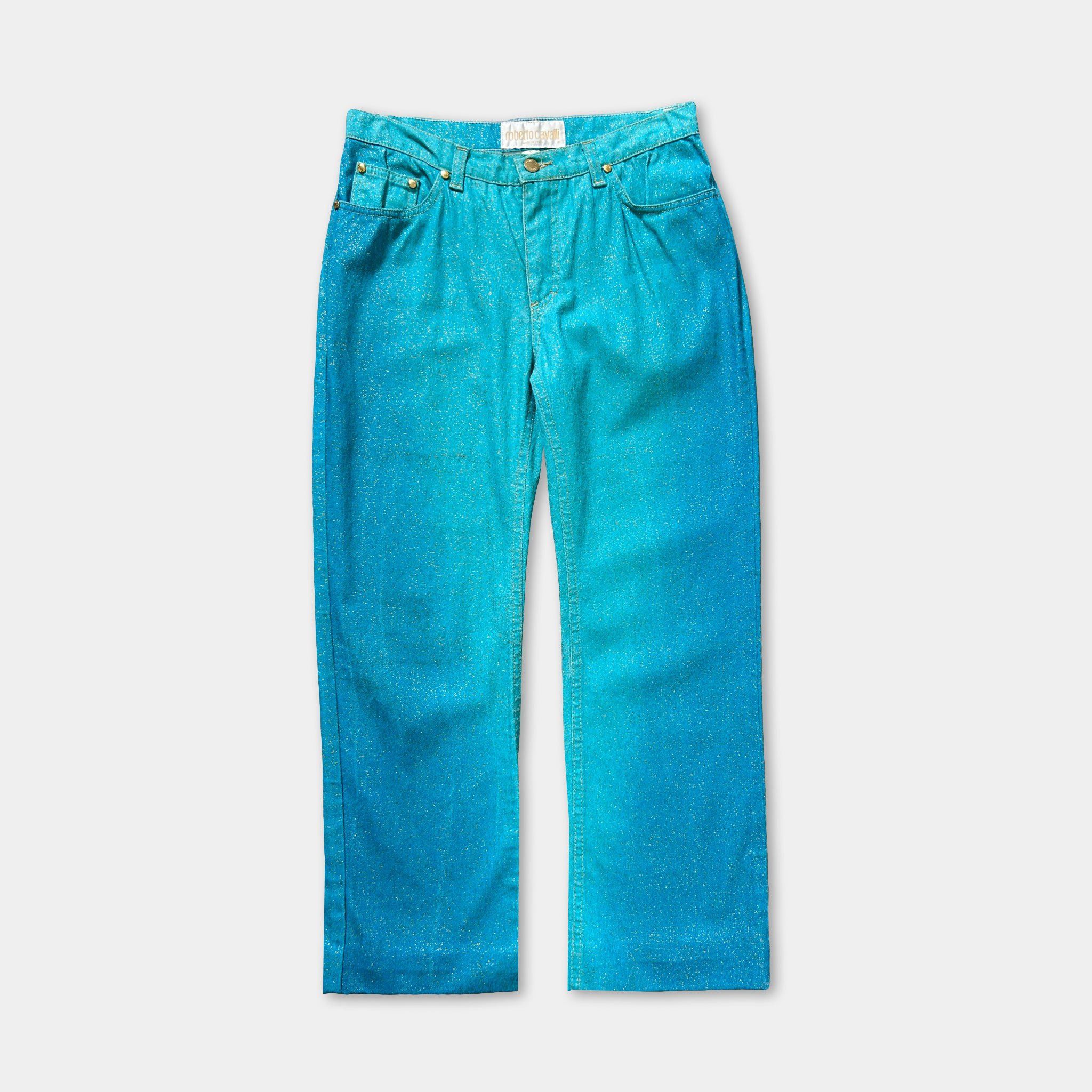 Roberto Cavalli Blue Gradient Teal Denim Jeans