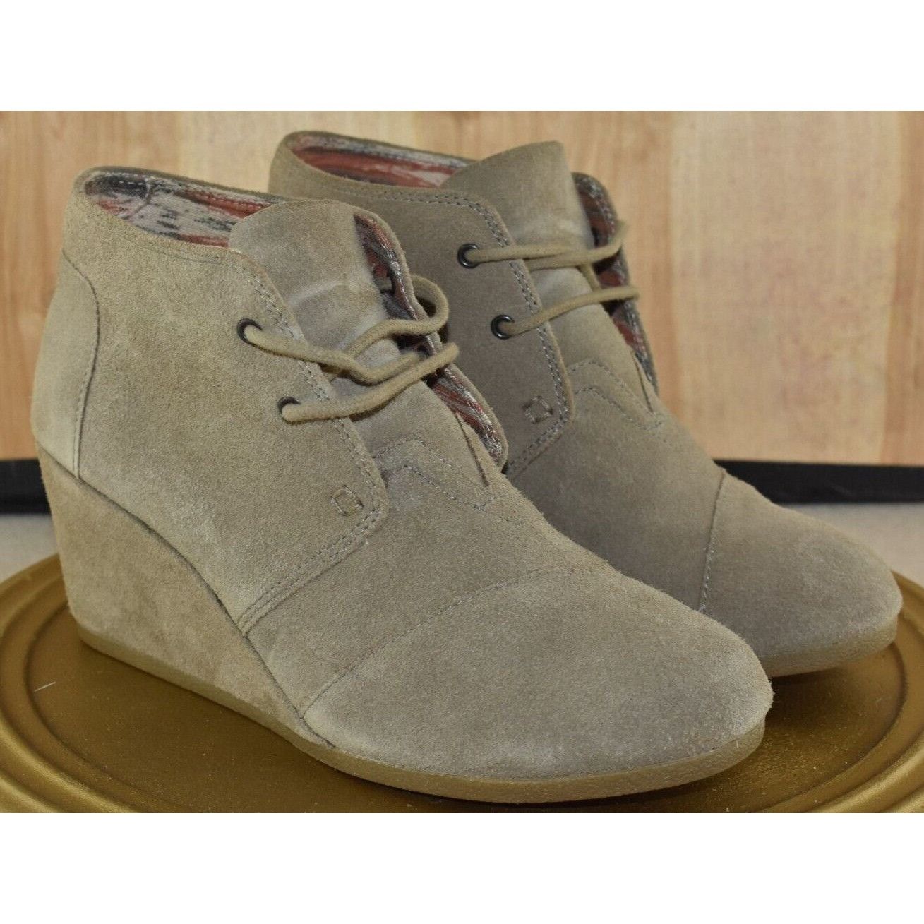 Toms Toms Womens Desert Ankle Bootie Wedge Lace Up Brown Suede Ca Size US 9.5 / IT 39.5 - 2 Thumbnail
