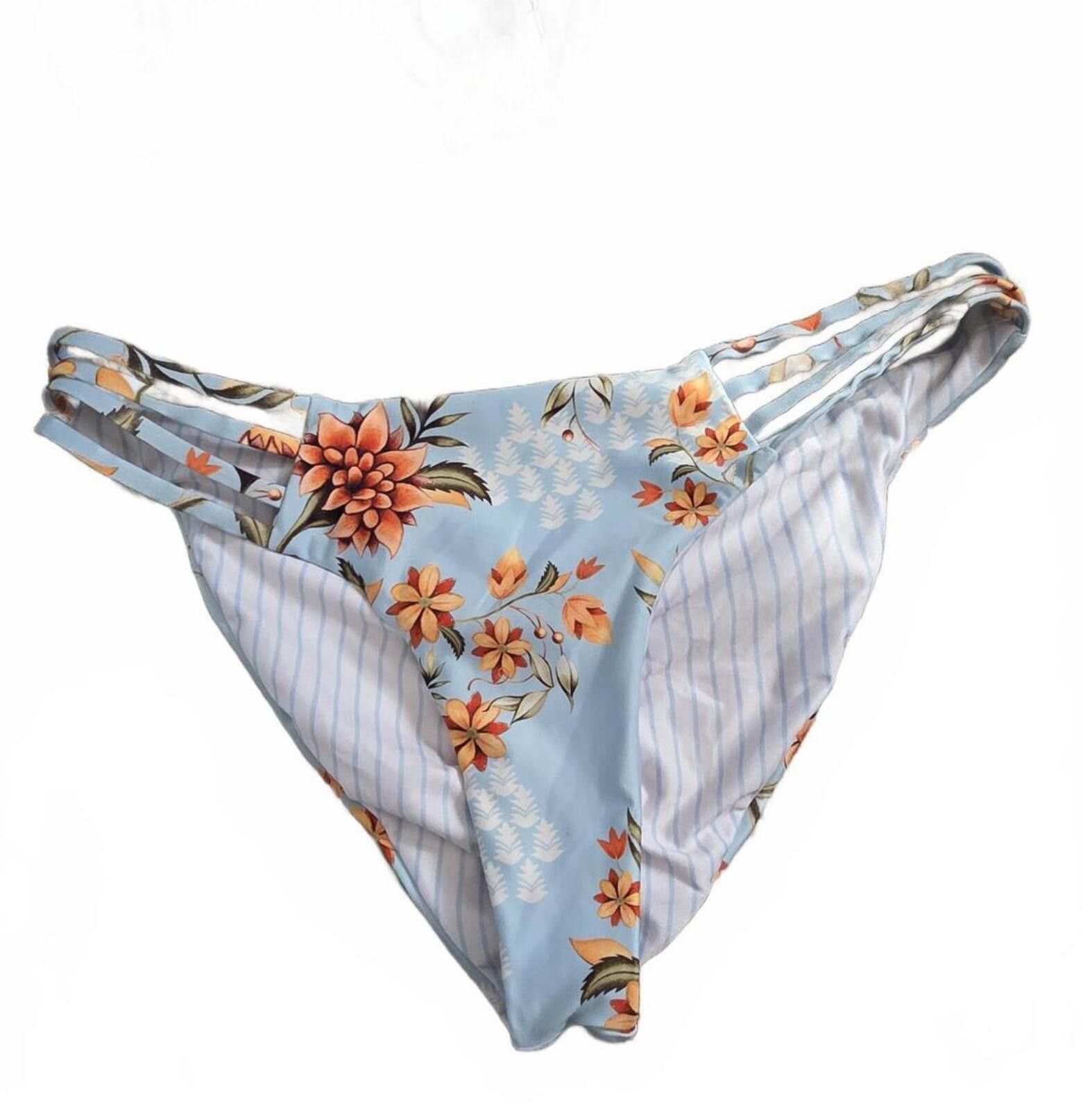 Other Agua Bendita Floral Ruffle Bikini Swimsuit Size S Blue NWOT Size ONE SIZE - 5 Thumbnail