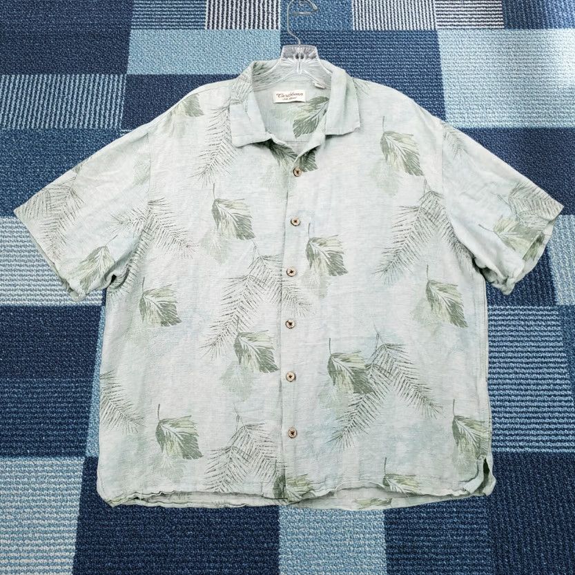 Vintage Caribbean Shirt Mens XL Button-Up Green Floral Silk Hawaiian Size US XL / EU 56 / 4 - 1 Thumbnail