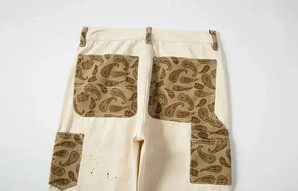 Japanese Brand Hip Hop Khaki Cashew Flower Overalls Pants Trousers Size US 32 / EU 48 - 6 Thumbnail