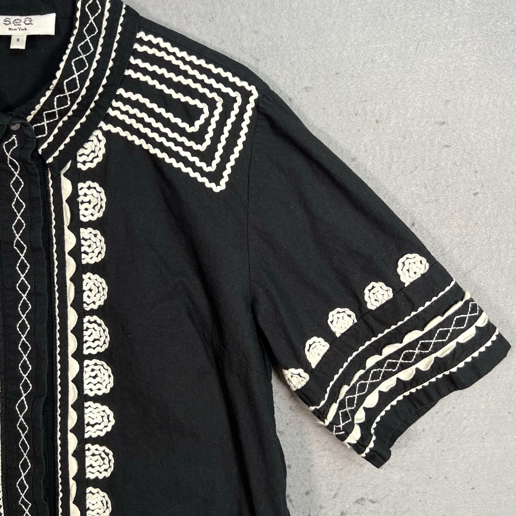 Sea New York VINTAGE Sea New York Ryleigh Mini Dress Button Embroidered Womens Size Small Black Size S / US 4 / IT 40 - 4 Thumbnail