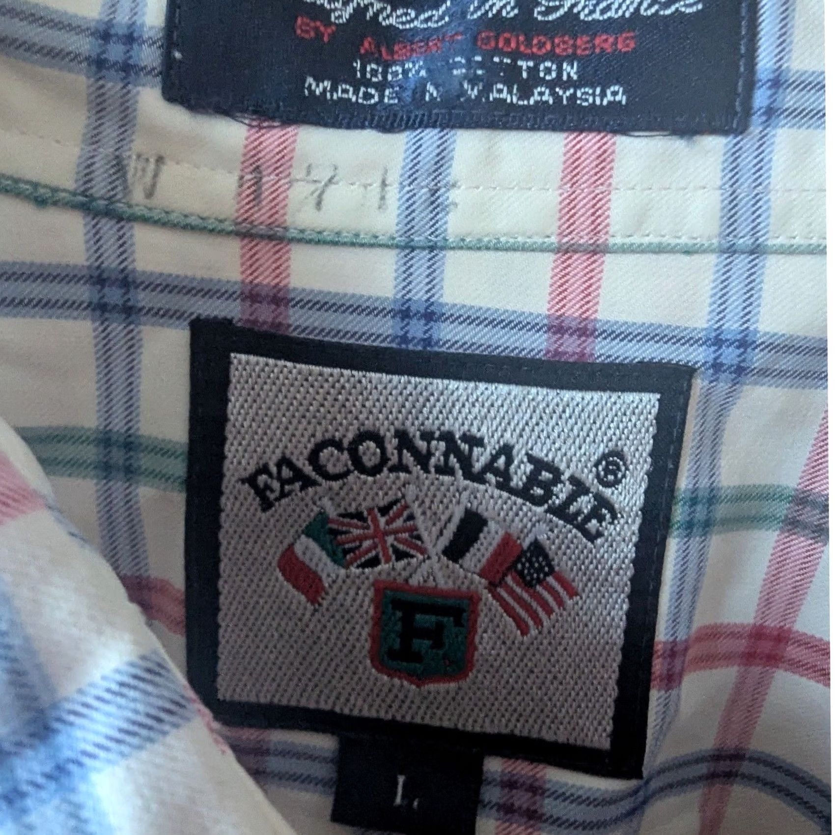 Faconnable Vtg Faconnable Mens Multicolor Check Button-Down Shirt L Albert Goldberg Cotton Shirt Size US L / EU 52-54 / 3 - 5 Thumbnail