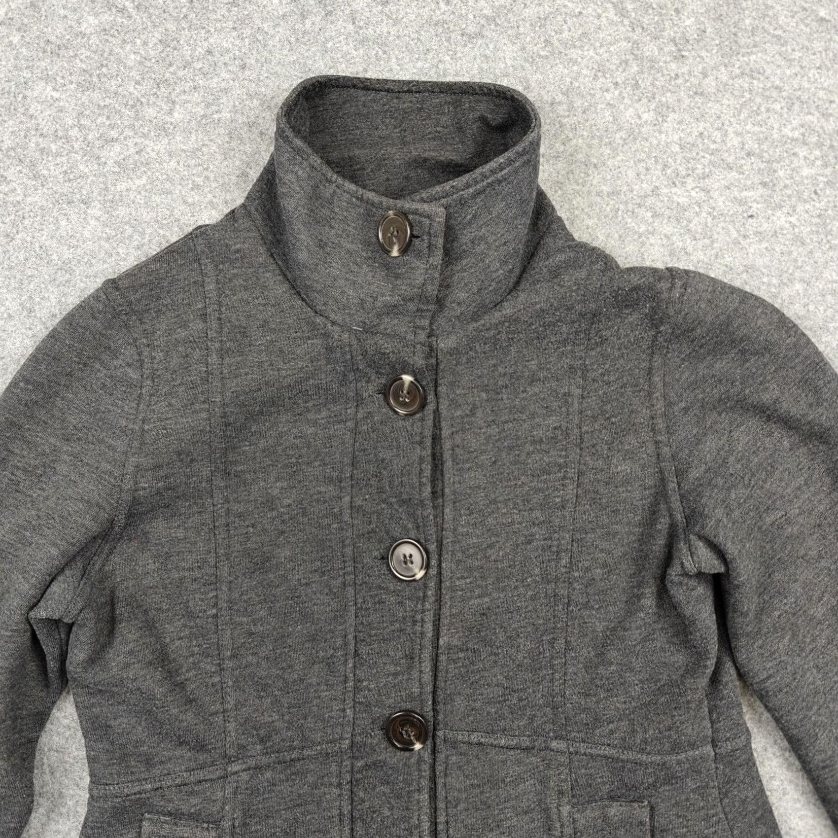 Prana PrAna Jacket Womens Small Gray Knit Fleece Lined Button Front Collared Pockets Size S / US 4 / IT 40 - 2 Thumbnail
