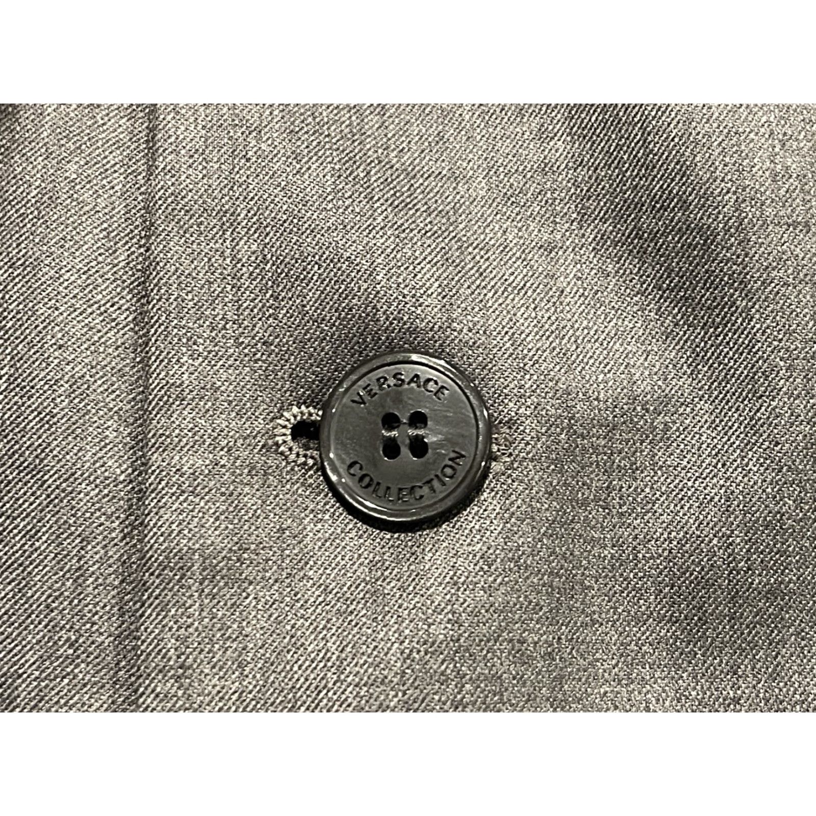 Vintage VERSACE COLLECTION Blazer Mens 54 Gray Wool 2-Button Notch Lapel Classic Single-Breasted 4-Button Sleeve Hole Big & Tall Mens Size 54 Gray 90s? Size 54R - 5 Thumbnail