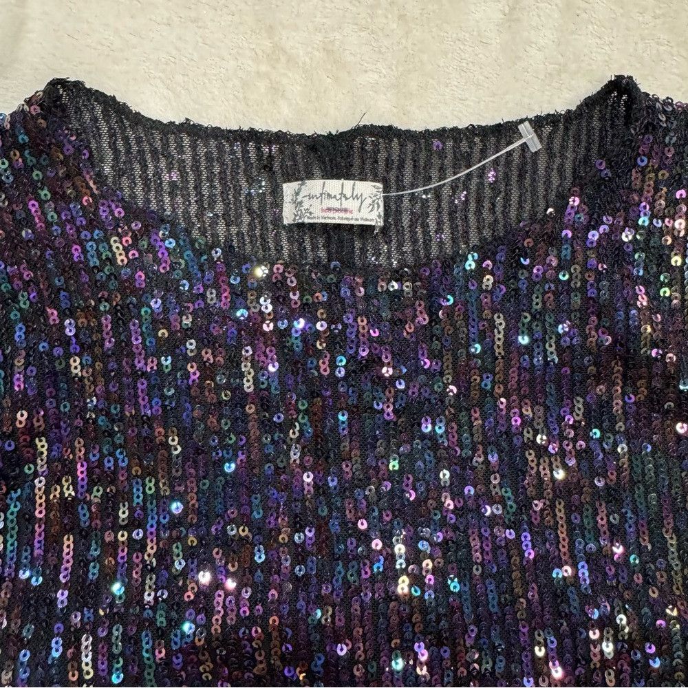 Free People Free People Gold Rush Long Sleeve Sequins Black Combo Top S Size XS / US 0-2 / IT 36-38 - 9 Thumbnail