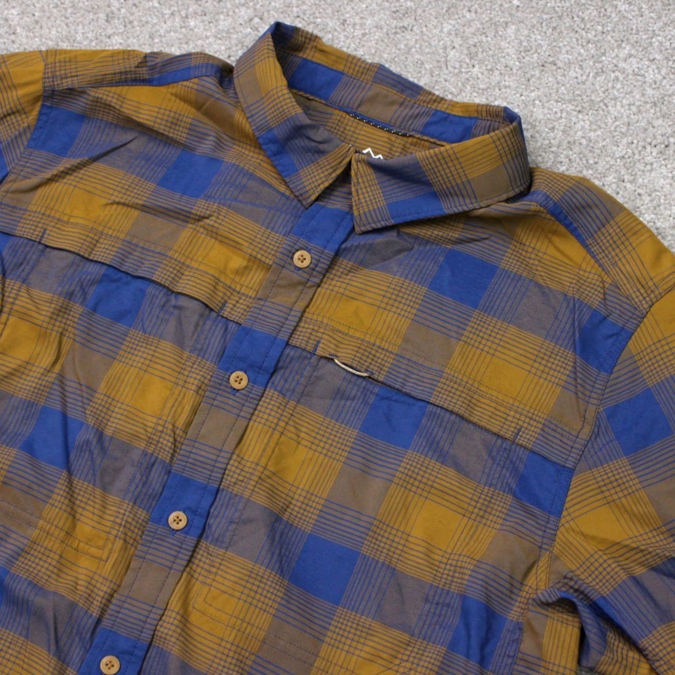 Vintage REI Co-op Shirt Men Medium Blue/Gold Plaid Roll Sleeve Nylon Stretch Long Sleeve Size US M / EU 48-50 / 2 - 3 Thumbnail