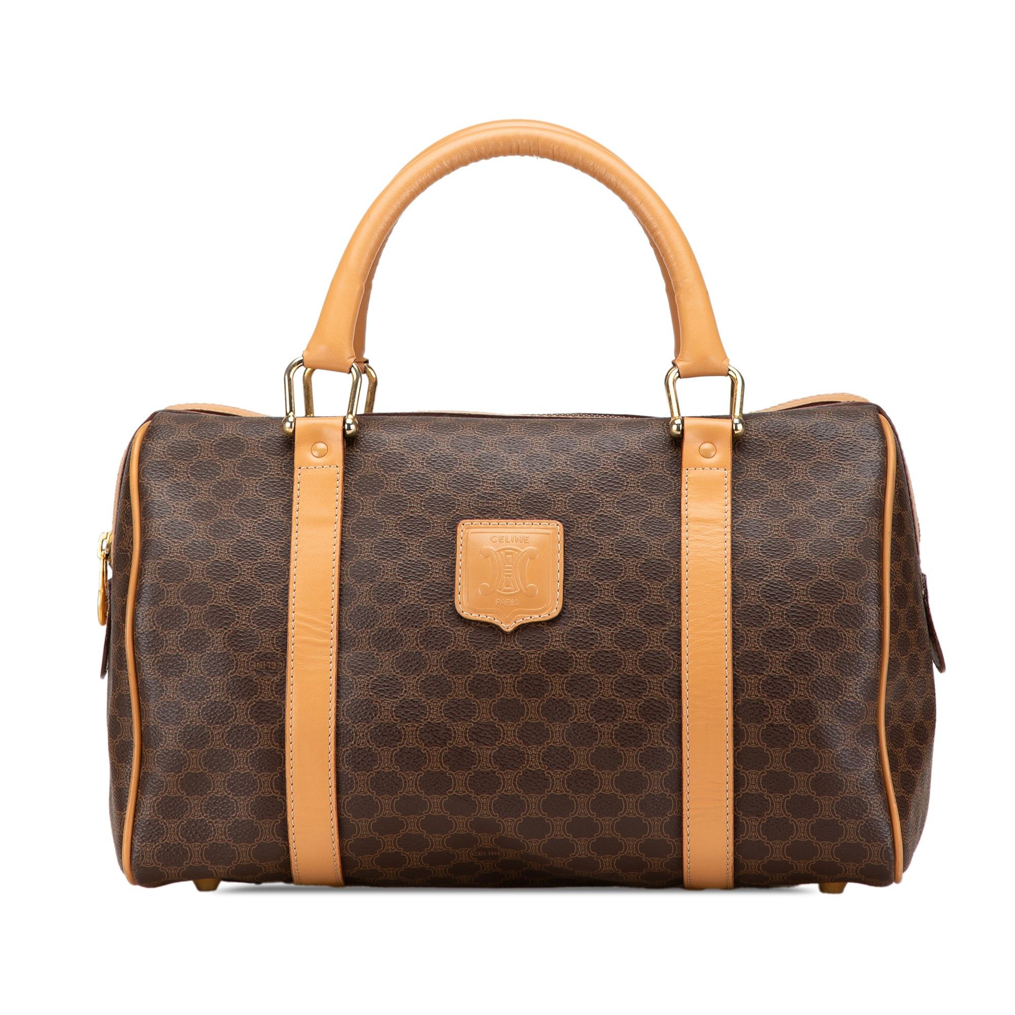 Celine Celine Macadam Coated Canvas Boston Bag Brown Size ONE SIZE - 1 Thumbnail