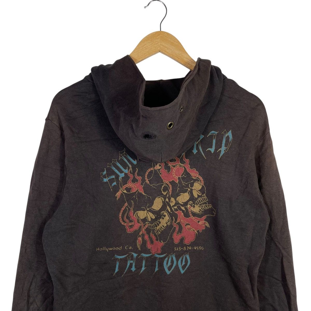 Japanese Brand Japanese Brand Skull Tattoo Full Zip Hoodie Dark Brown Size US L / EU 52-54 / 3 - 5 Thumbnail