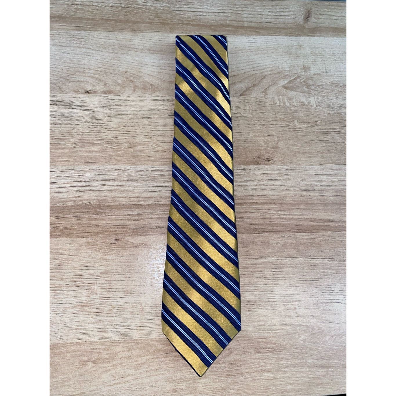 Hart Schaffner Marx HSM Hart Schaffner Marx Tie Gold Blue Stripe Tie - Made in t Size ONE SIZE - 7 Thumbnail