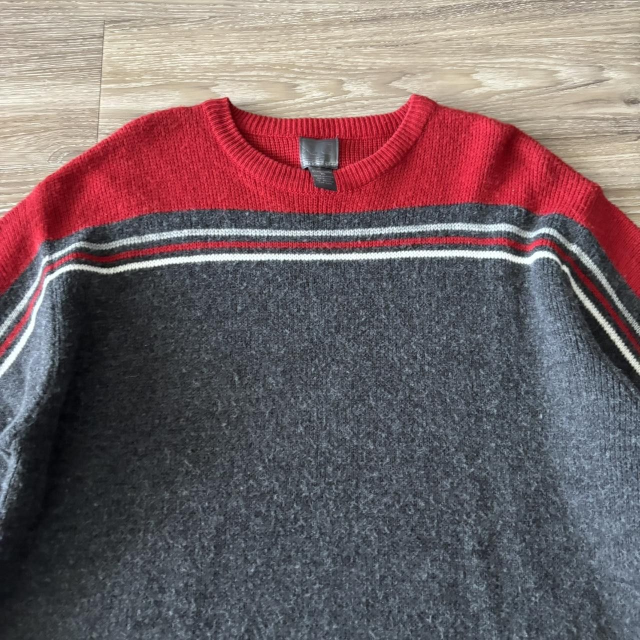 Japanese Brand Crazy Vintage Y2K/2000s Grunge Grey Red Striped Skater Style Sweater! Size XL Size US L / EU 52-54 / 3 - 2 Thumbnail