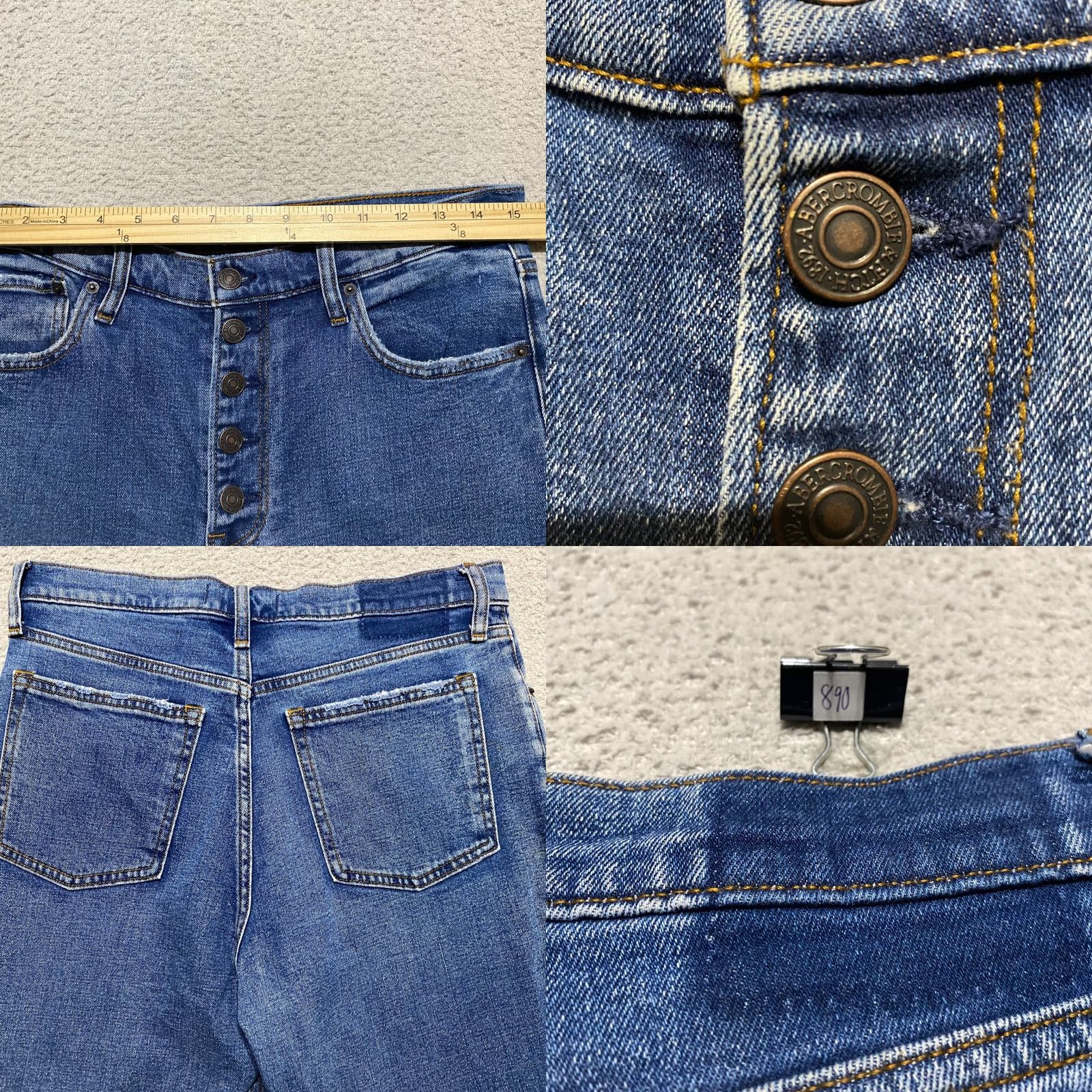 Abercrombie & Fitch Abercrombie & Fitch Mom Jeans Womens 8 Blue Denim Medium Wash Cropped High Rise 5-Pocket Solid Pattern 90s Theme Women Jeans Size 30" / US 8 / IT 44 - 8 Thumbnail