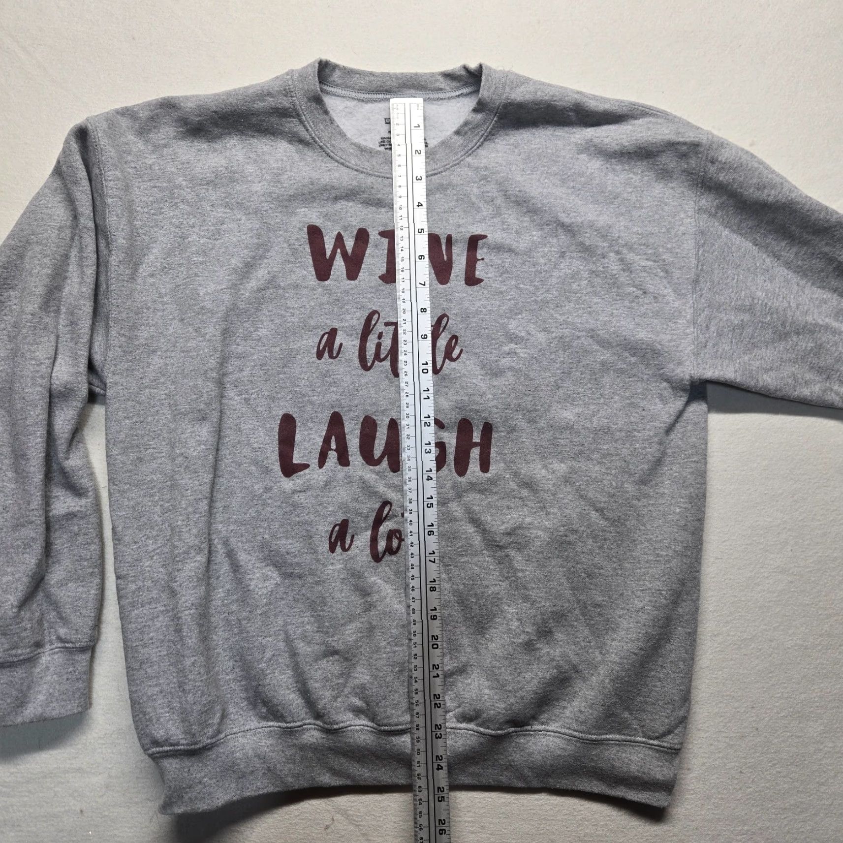 Vintage Vintage Unisex Gray Pullover Sweater L "Wine a Little Laugh a Lot" Long Sleeve Adult Clothing Size L / US 10 / IT 46 - 6 Thumbnail