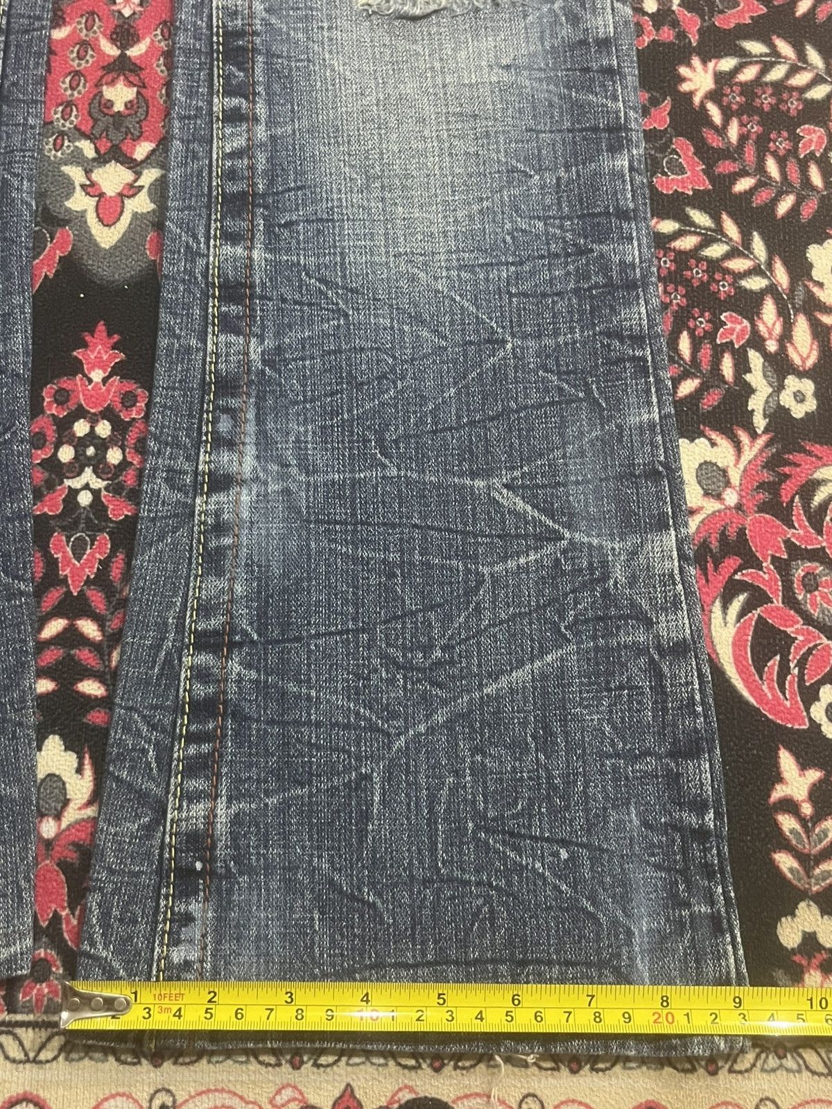 Le Grande Bleu (L.G.B.) Vintage African Taro Blue Thunder Washed Ripped Flare Jeans Size US 30 / EU 46 - 15 Thumbnail
