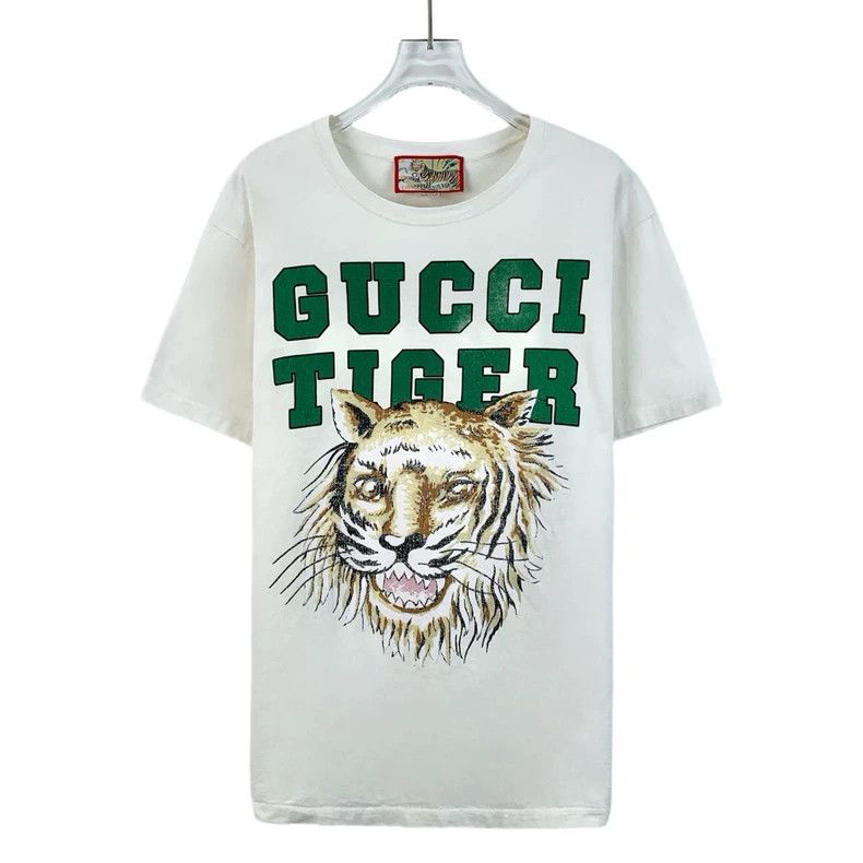 Gucci Gucci White tiger head logo letter print cotton round-neck Size US S / EU 44-46 / 1 - 1 Thumbnail