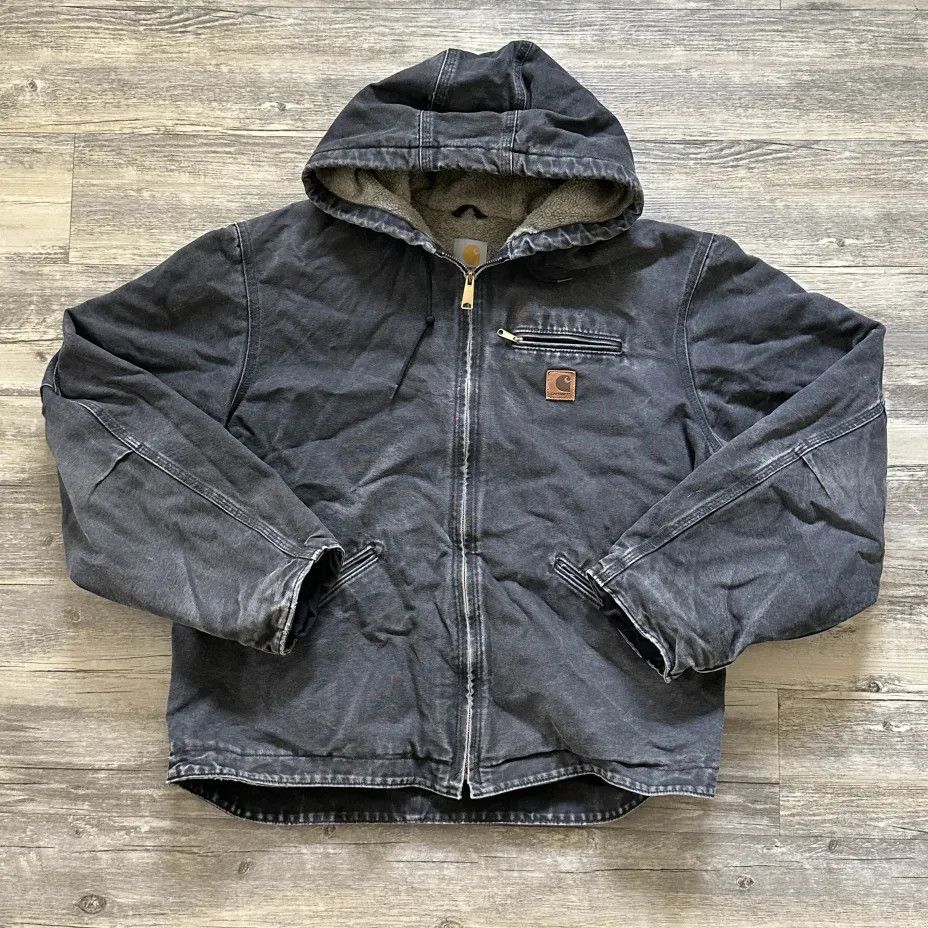 Vintage Carhartt J141BLK Black Sherpa Lined Hooded Jacket