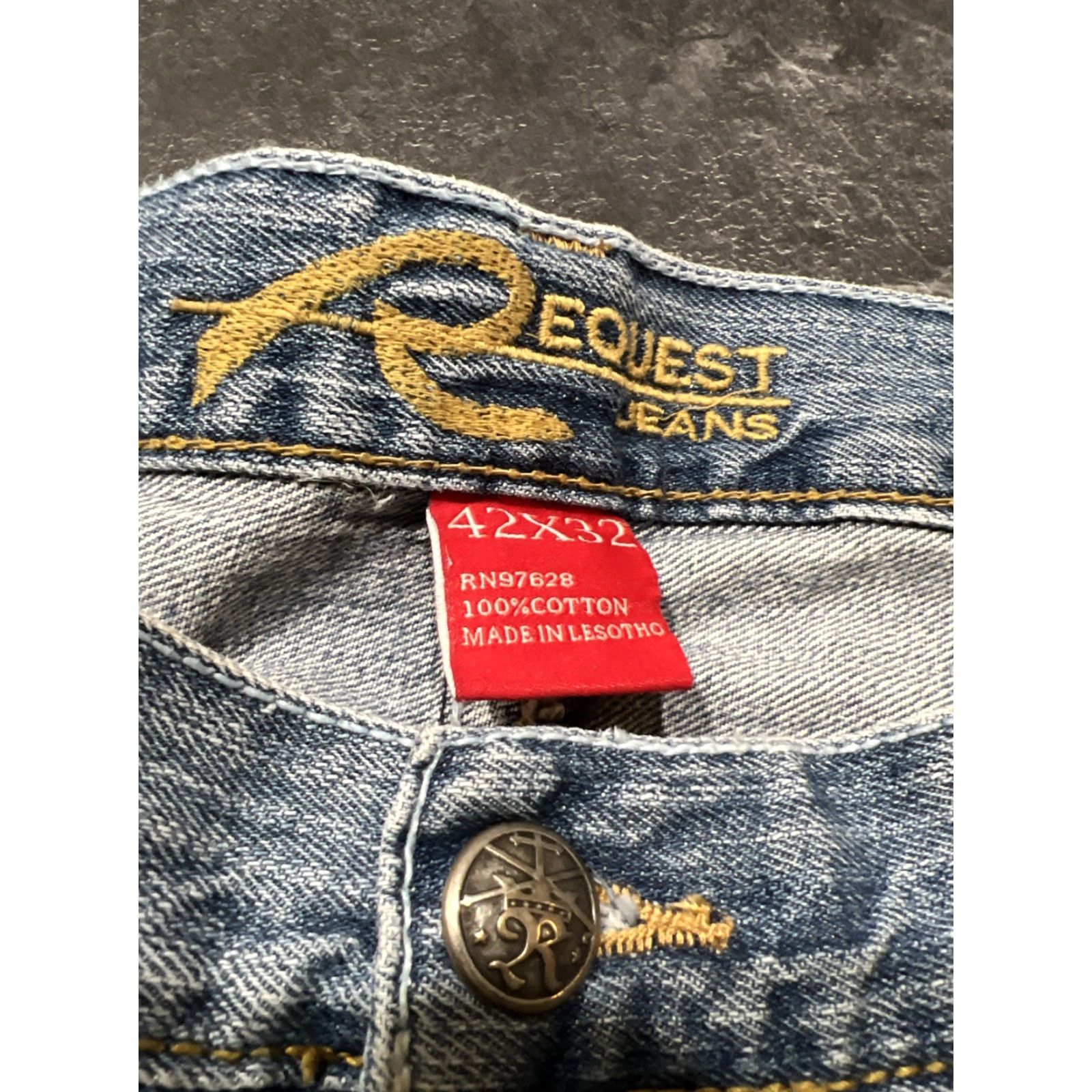 Vintage VINTAGE Request Jeans Men's Jeans Relaxed Fit Denim Wide-Leg 90s Hip Hop Blue 42x32 Size US 42 / EU 58 - 6 Thumbnail