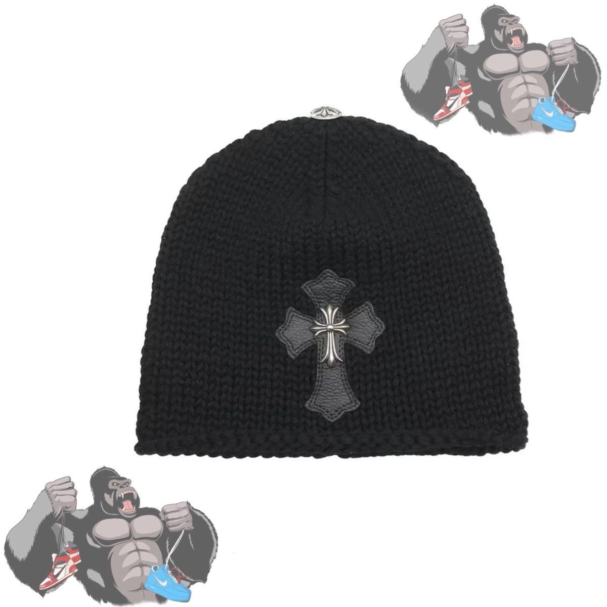 Chrome Hearts Chrome Hearts Cross Patch Silver Pendant Cashmere Beanie Size ONE SIZE - 1 Thumbnail