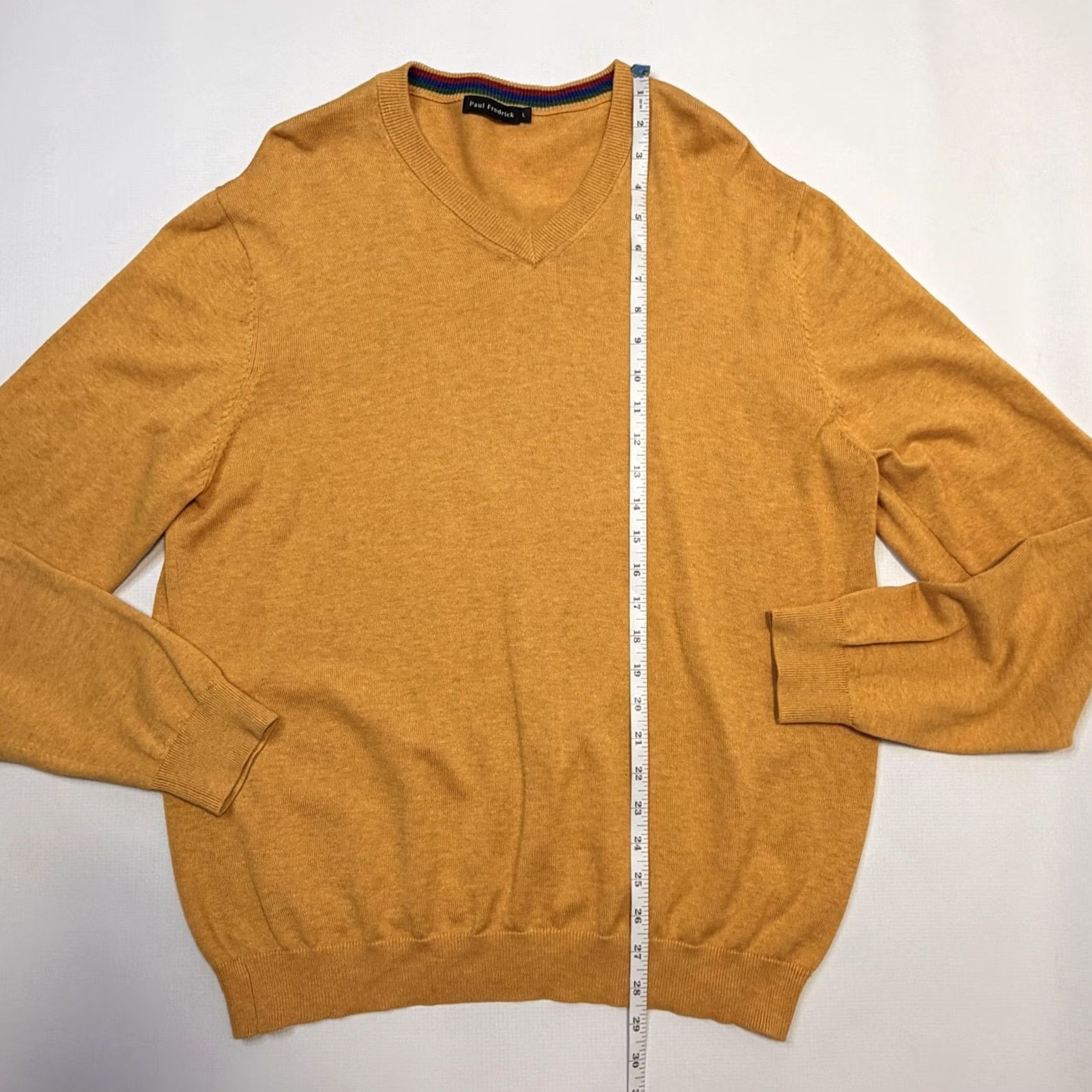 Vintage Paul Fredrick Sweater Mens Large Yellow V-Neck Supima Cotton Lightweight Knit Size US L / EU 52-54 / 3 - 6 Thumbnail