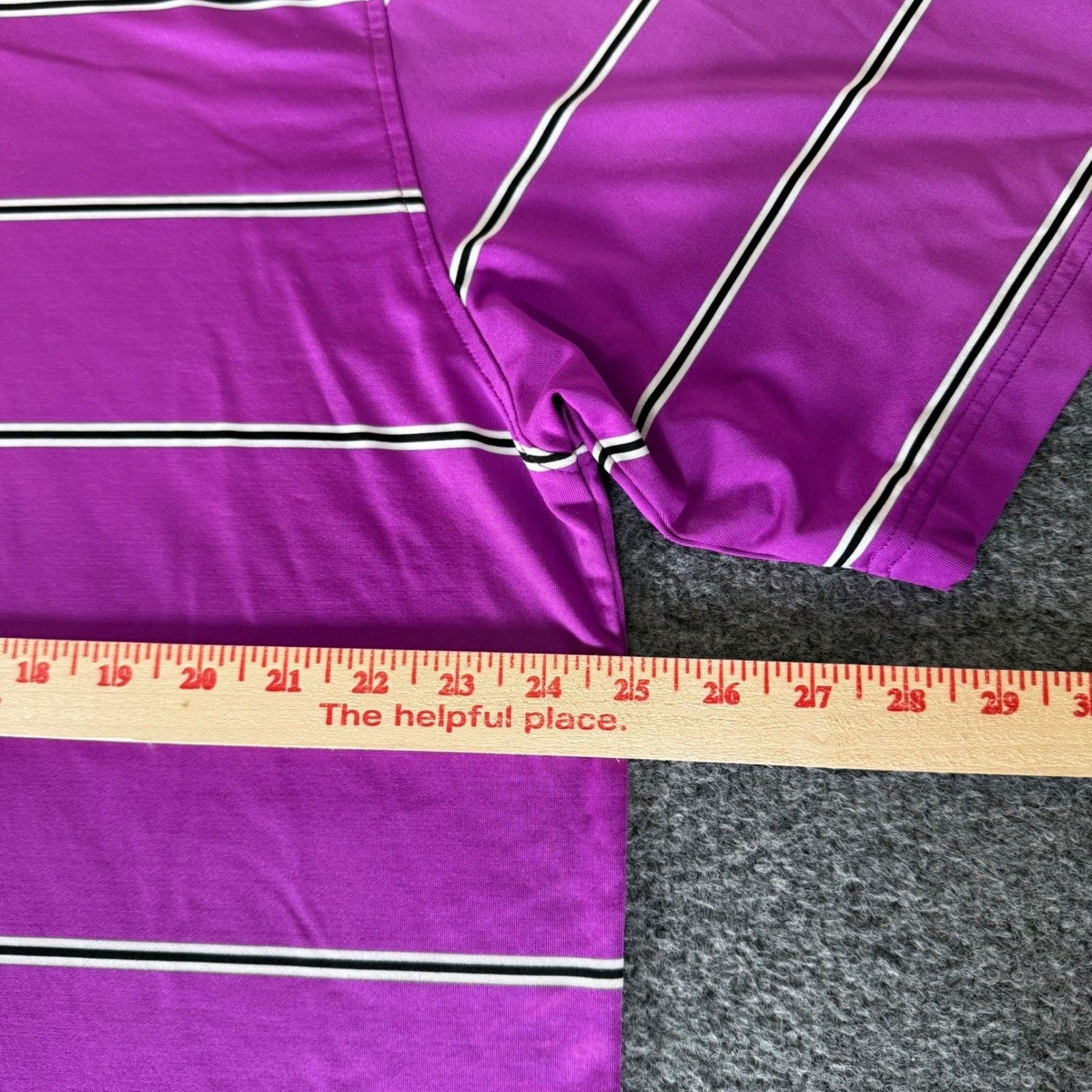 Footjoy FootJoy FJ Mens Golf Polo Shirt XL Purple Stripe Stretch Size US XL / EU 56 / 4 - 6 Thumbnail