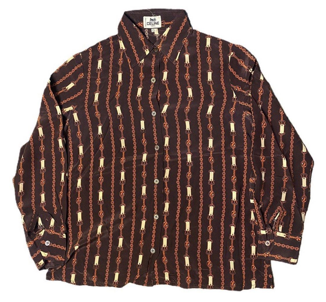 Celine × Vintage Vintage Celine Paris pattern silk shirt Size US S / EU 44-46 / 1 - 1 Thumbnail