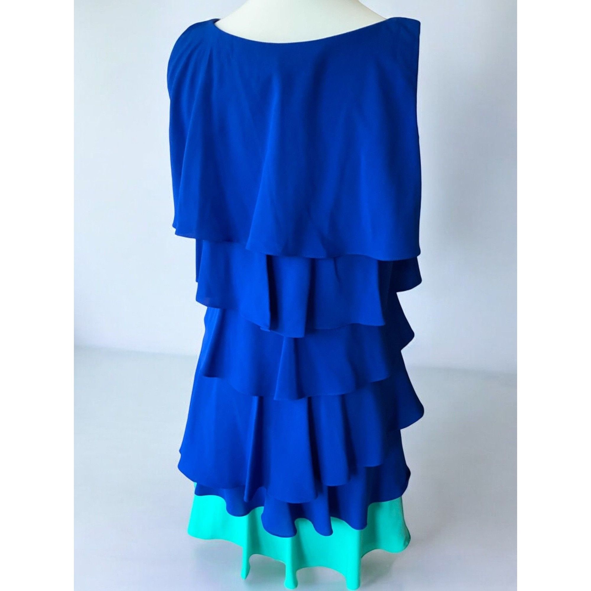 Calvin Klein Calvin Klein Womens Blue Aqua Tiered Sleeveless Dress 8 Size M / US 6-8 / IT 42-44 - 8 Thumbnail