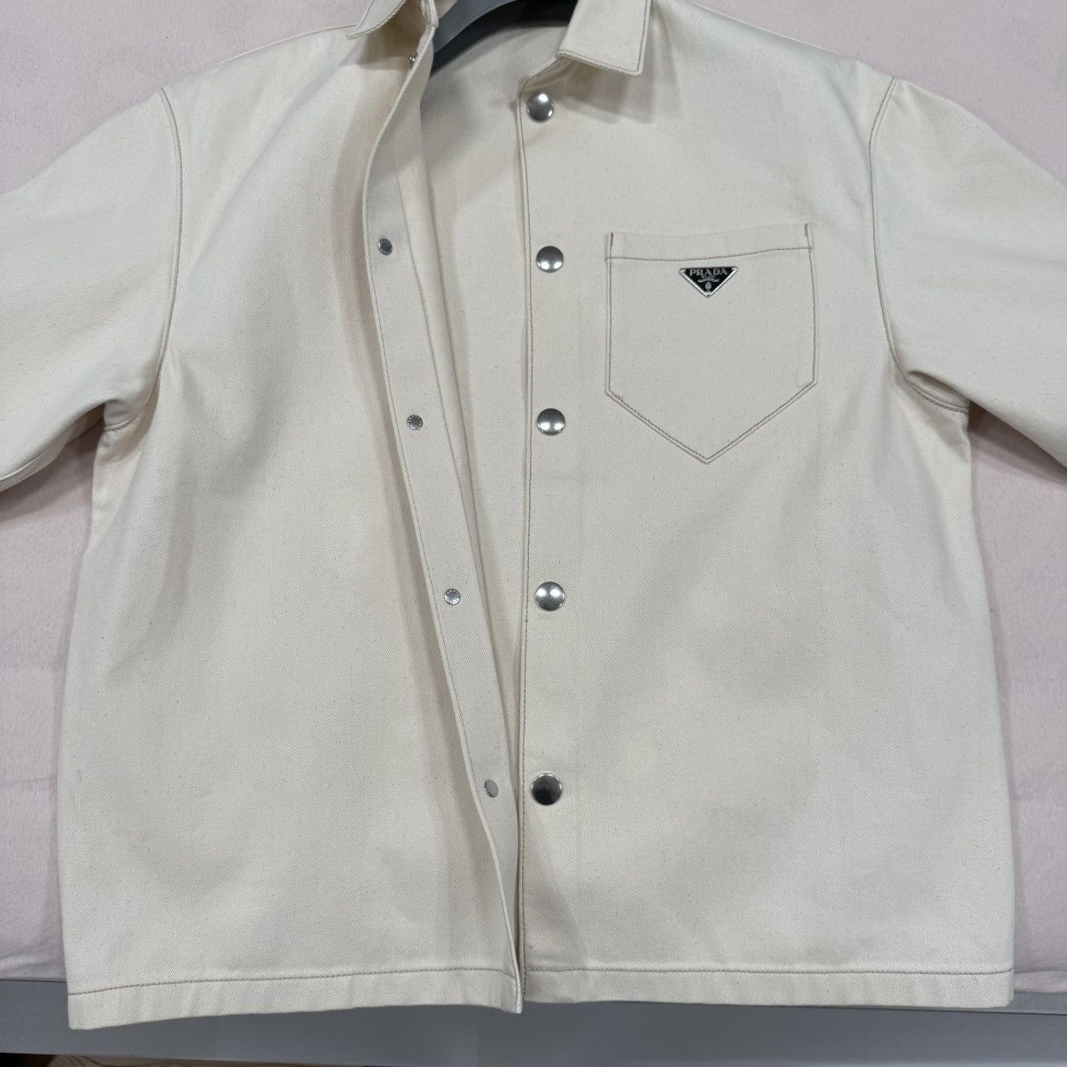 Prada Prada beige denim shirt with triangle logo, size M. Size US M / EU 48-50 / 2 - 9 Thumbnail