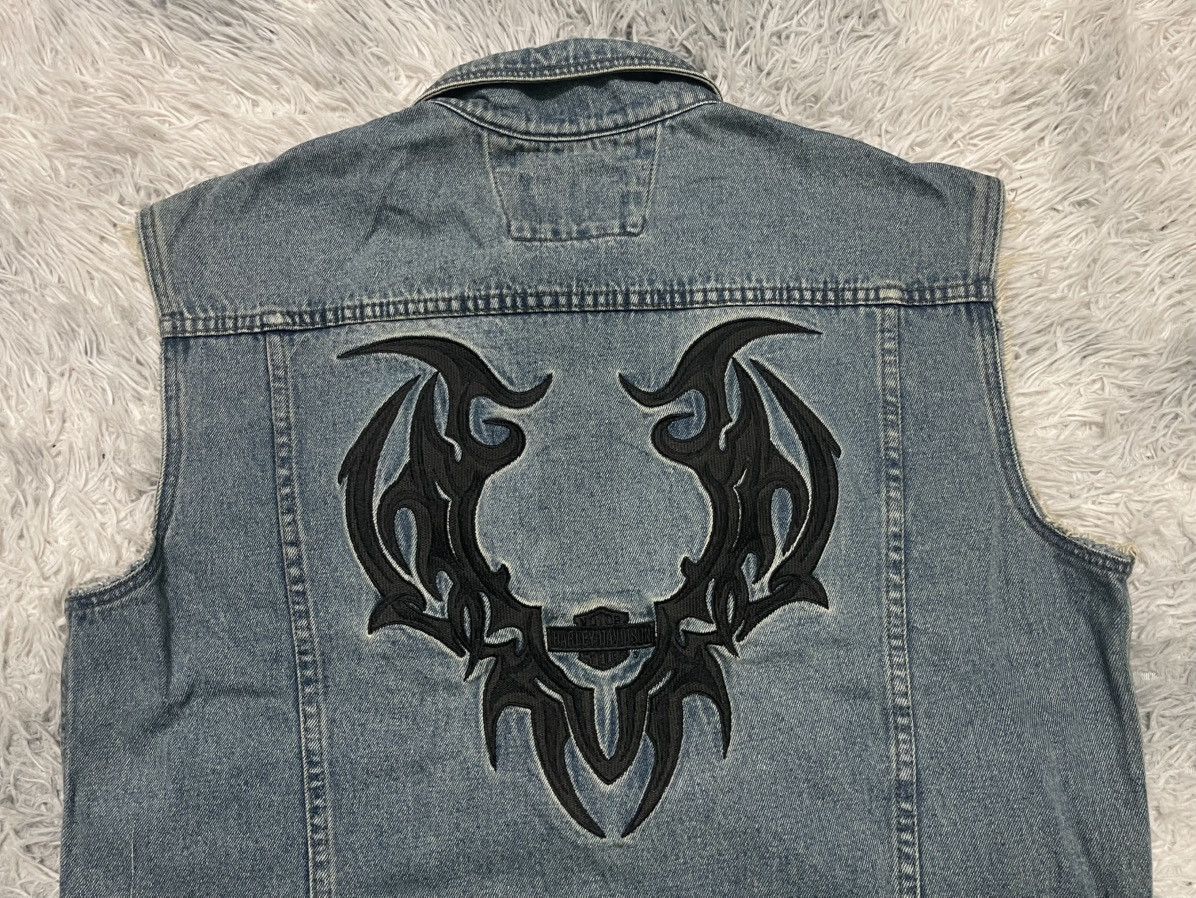 Harley Davidson 2000s HARLEY DAVIDSON EMBROIDERED LOGO DENIM DISTRESSED Size US L / EU 52-54 / 3 - 14 Thumbnail