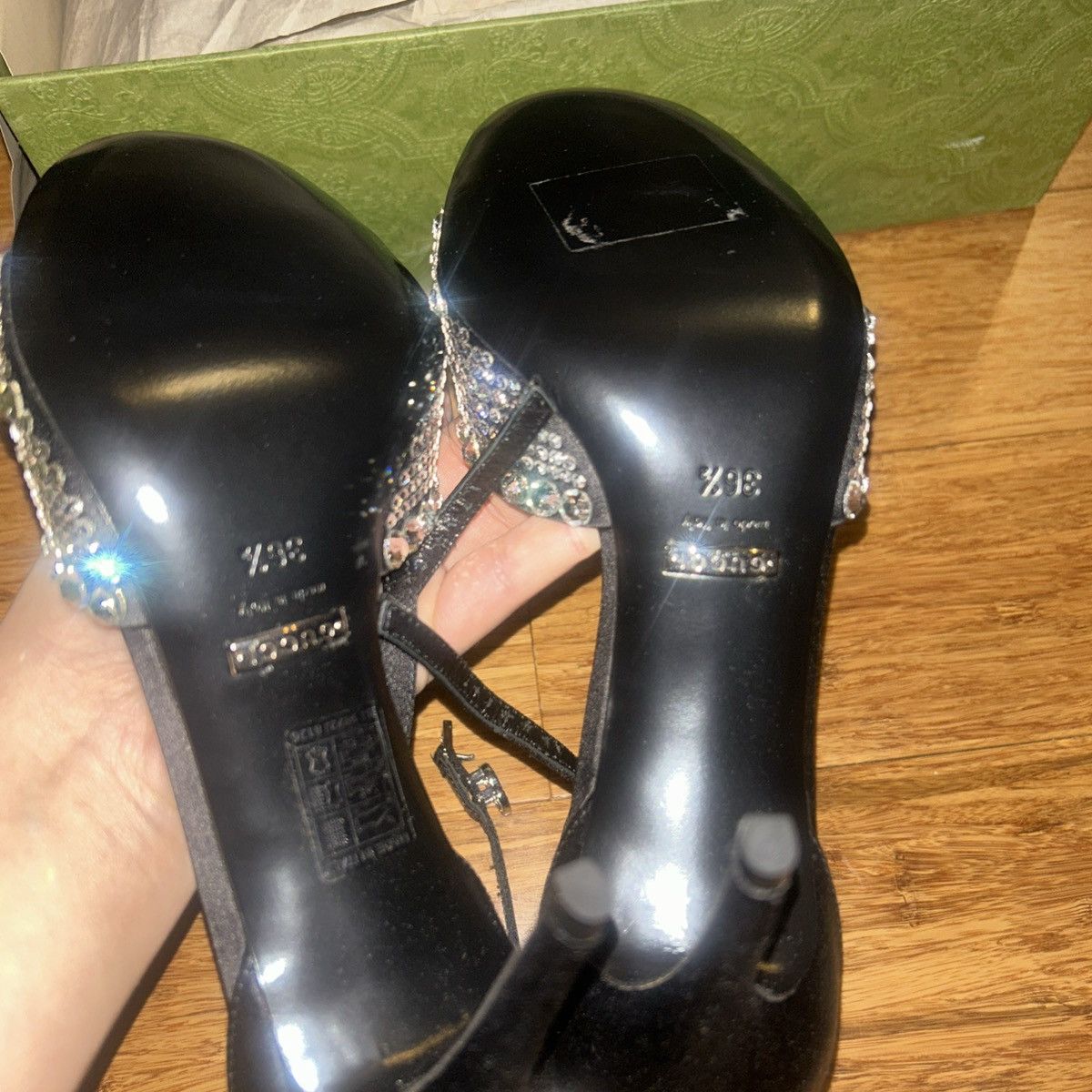 Gucci Gucci GG Crystal Satin Slide Raso Seta Malaga Kid Sandal Size US 6.5 / IT 36.5 - 7 Thumbnail