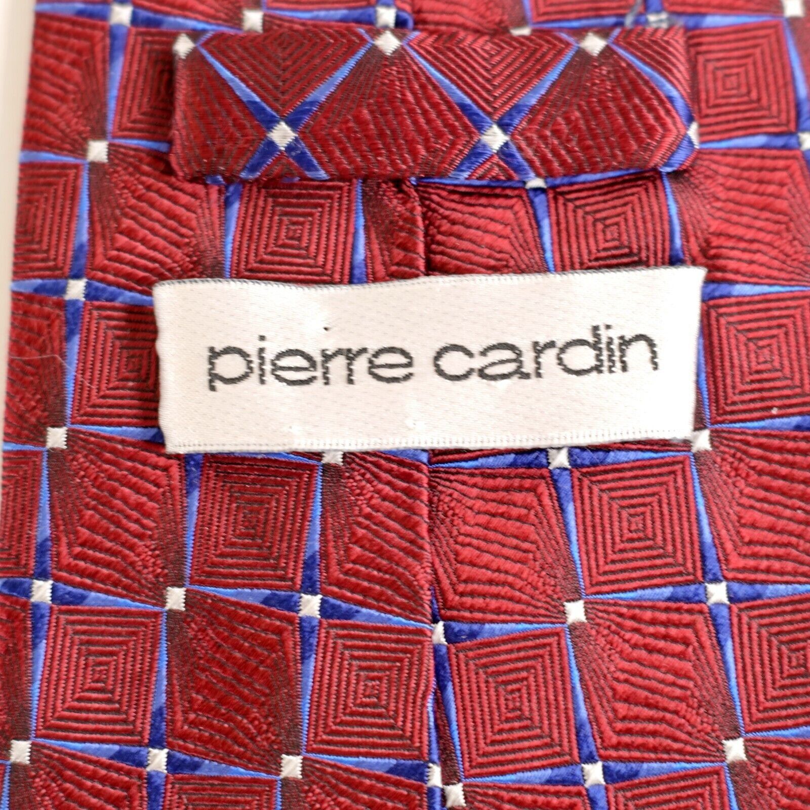 Pierre Cardin Pierre Cardin Red Blue Geometric Woven Wide Silk Tie Size ONE SIZE - 3 Thumbnail