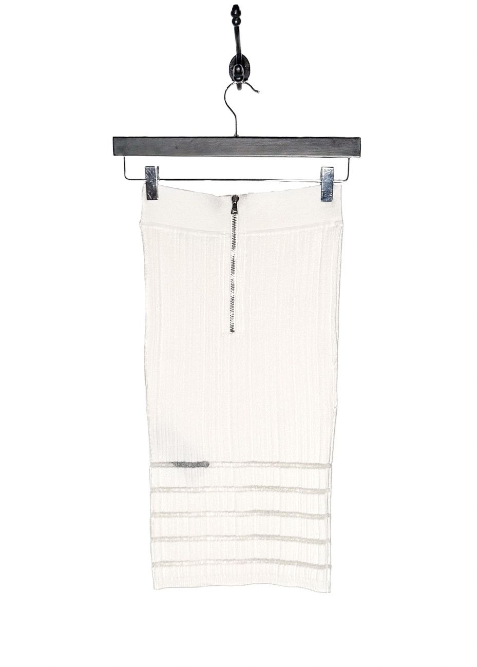 Balmain Balmain White Ribbed Seethrough Button Accent Skirt Size 26" / US 2 / IT 38 - 5 Thumbnail