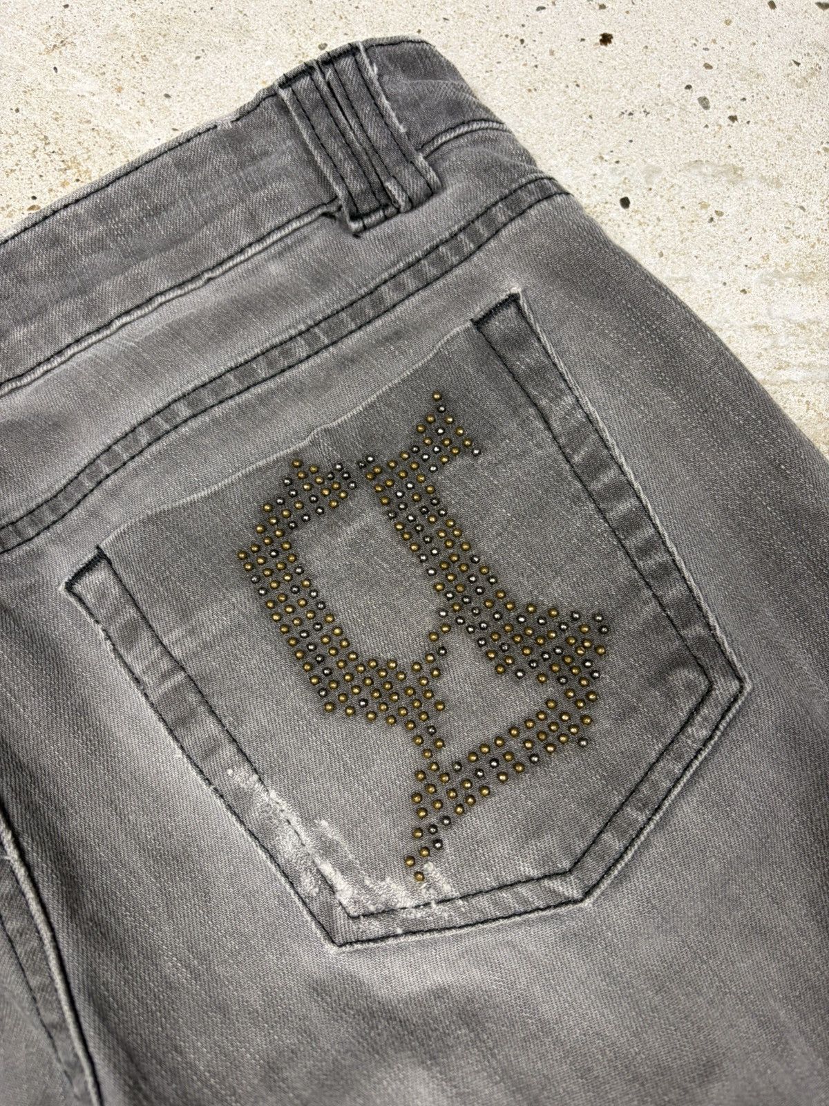 John Galliano 2000s John Galliano Grey Jeans Denim Pants Studs Rhinestones Size 30" / US 8 / IT 44 - 20 Thumbnail