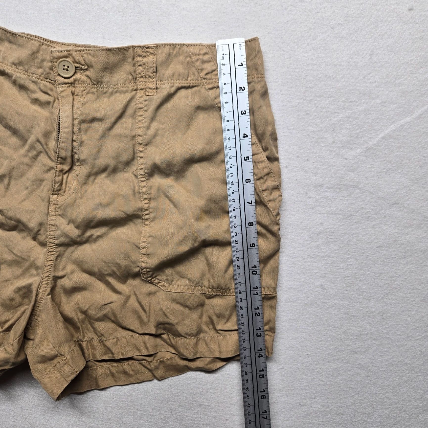 Vintage Social Standard Solid Tan Mid Rise Fortune Tencel Short Adult Women's Size XL Size 40" / US 18 - 4 Thumbnail