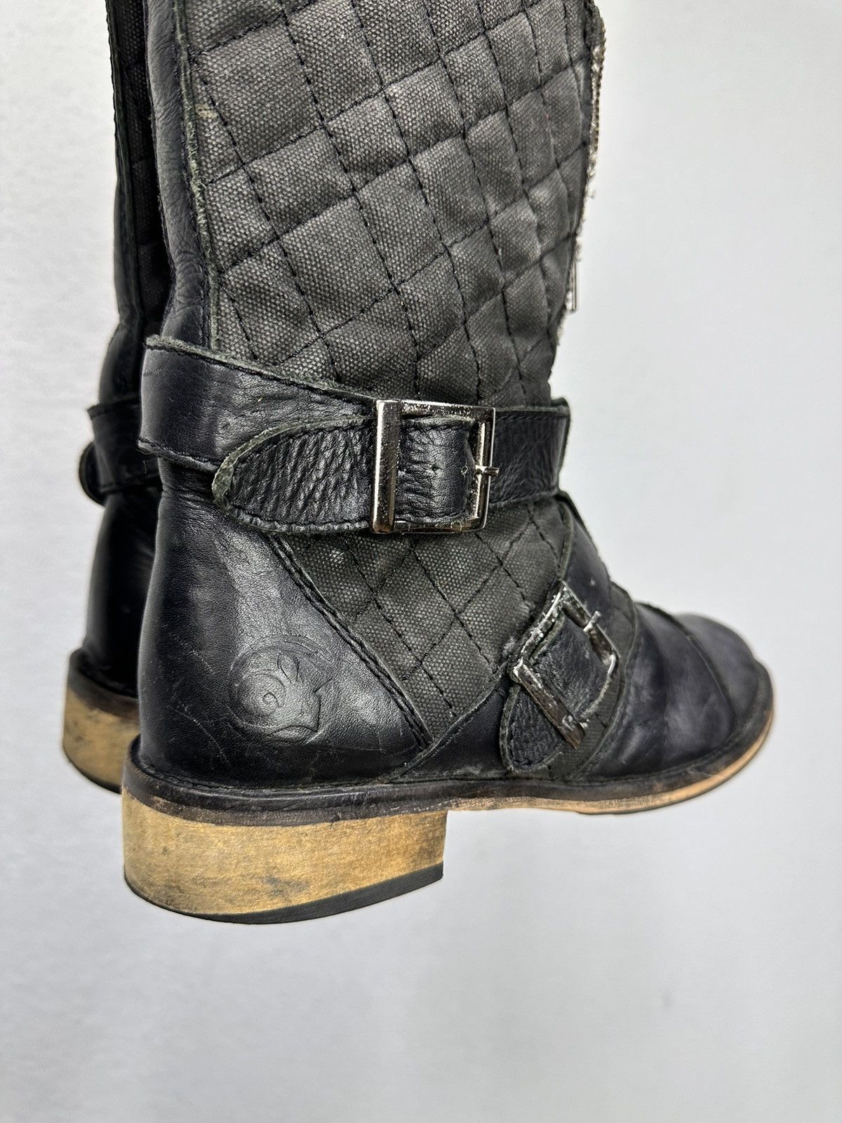 A.S.98 Heidi Slimane Black Moto Boots belted Leather vintage Size US 8 / IT 38 - 3 Thumbnail