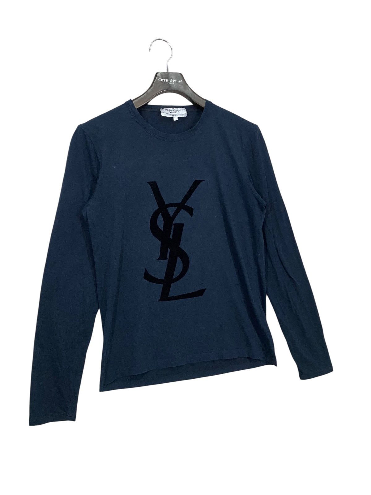 Yves Saint Laurent 🔥ICONIC LOGO🔥 ysl valvet big logo longsleeve tshirt Size US L / EU 52-54 / 3 - 3 Thumbnail