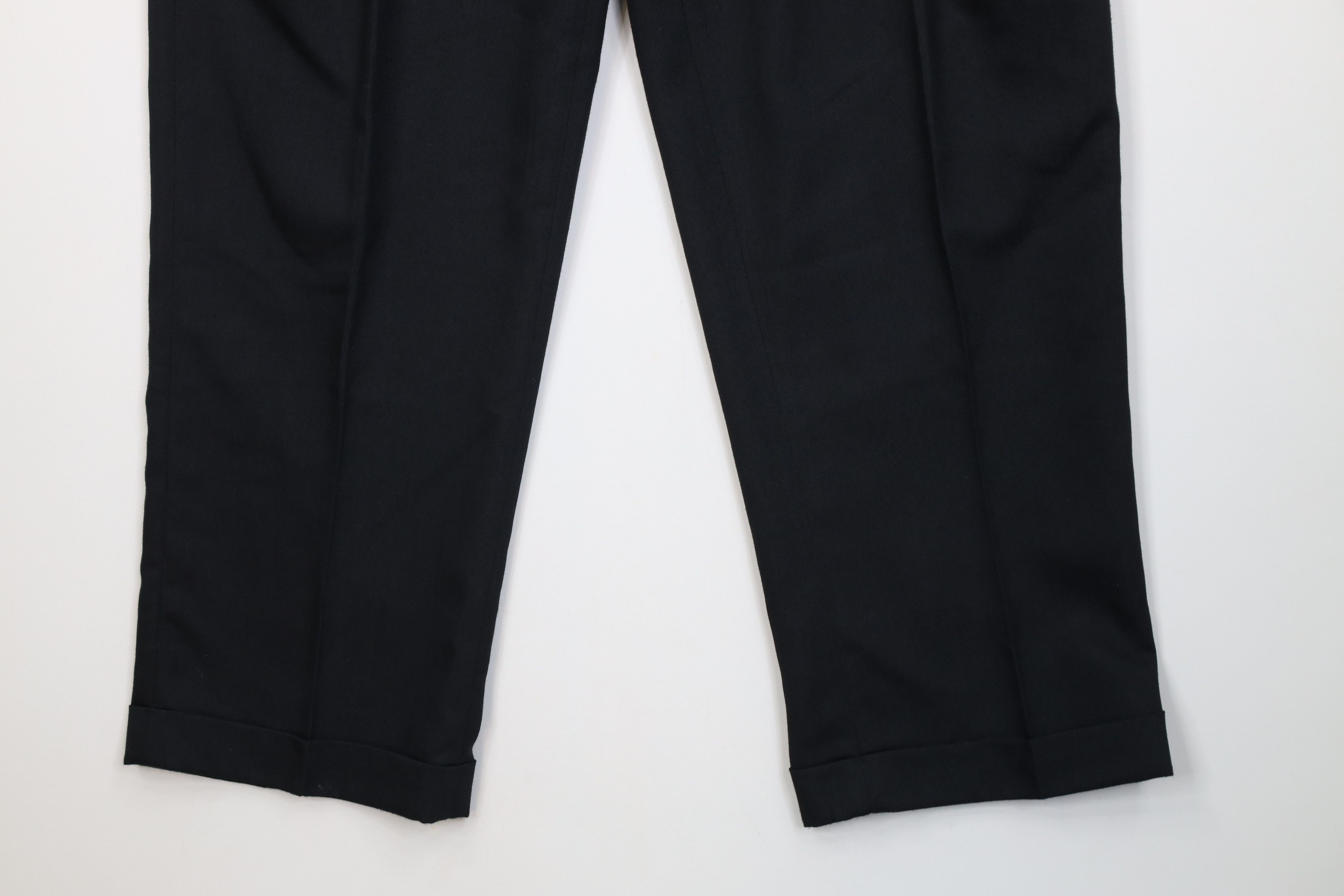 Vintage Vintage 90s Gabardine Blend Knit Wide Leg Chino Pants Black Size US 32 / EU 48 - 4 Thumbnail