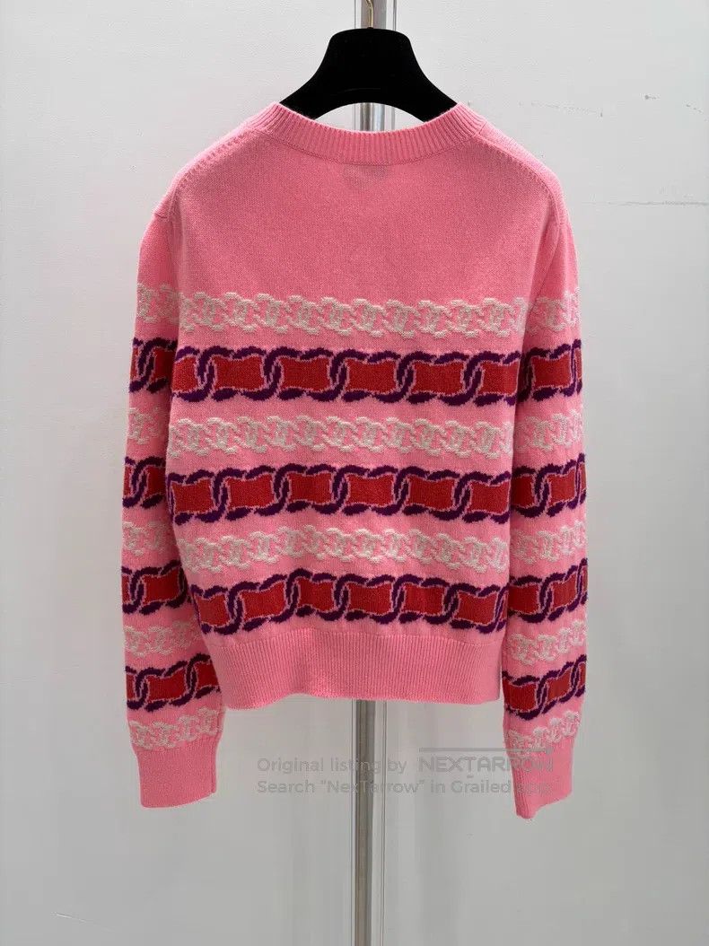 Chanel Chanel Pink mixed-colour striped knitted cardigan coat Size XS / US 0-2 / IT 36-38 - 2 Thumbnail