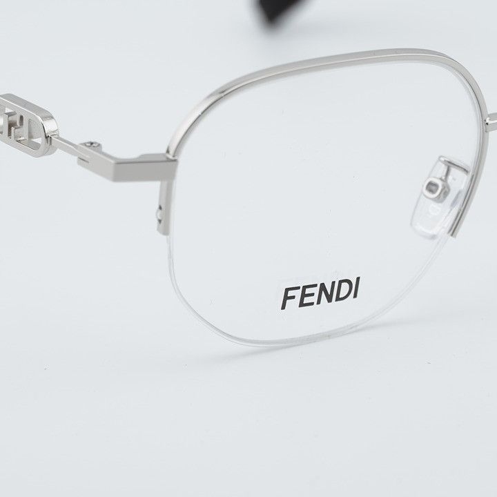 Fendi Fendi FE50104F 016 Eyeglasses Shiny Palladium 53mm Round Size ONE SIZE - 6 Thumbnail