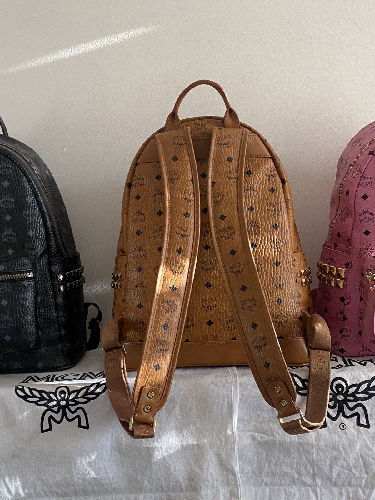 MCM MCM Cognac Side Studs In Visetos Monogram Large Backpack Size 46 - 3 Thumbnail
