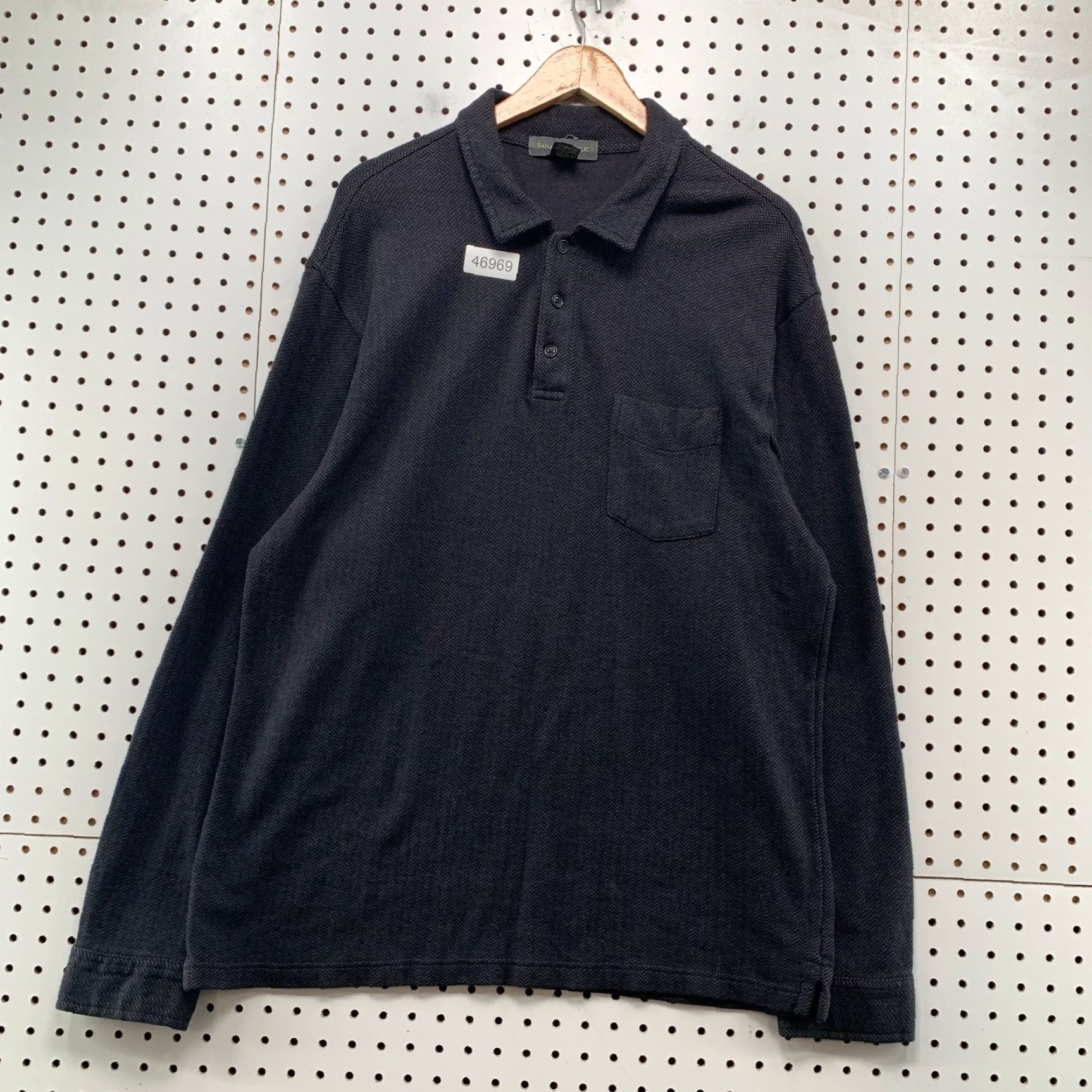 Banana Republic VINTAGE Banana Republic Polo Mens Large Black Herringbone Heavyweight Y2K Size US L / EU 52-54 / 3 - 2 Thumbnail