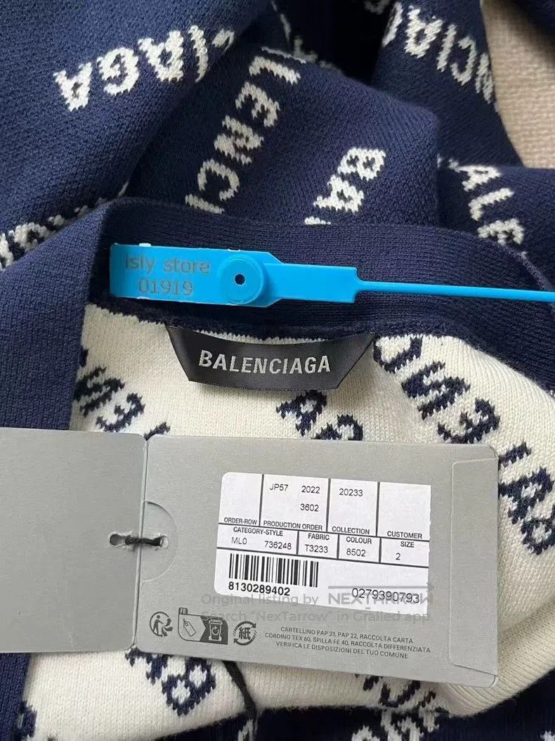 Balenciaga Balenciaga Navy Logo Print Knit Cardigan. Size US S / EU 44-46 / 1 - 3 Thumbnail