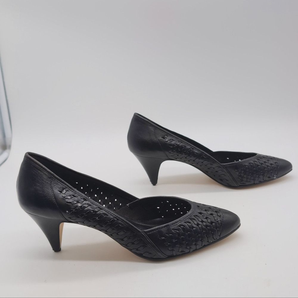 Vintage Vintage Cheryl Tiegs Sz 8.5 Black Leather Cut work Women's Size US 8.5 / IT 38.5 - 6 Thumbnail