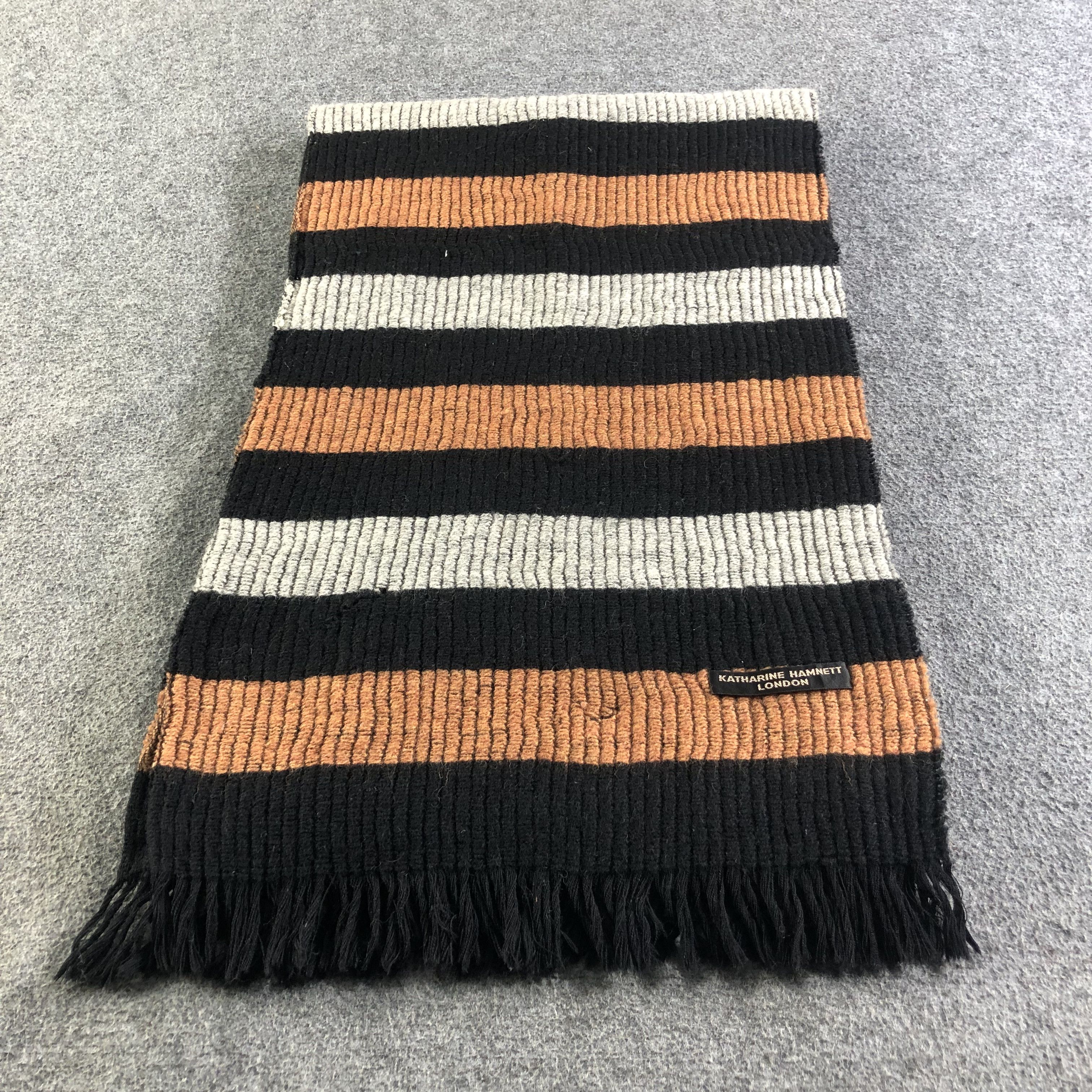 Katharine Hamnett London Katharine Hamnett London Striped Wool Scarf Muffler V2512 Size ONE SIZE - 2 Thumbnail