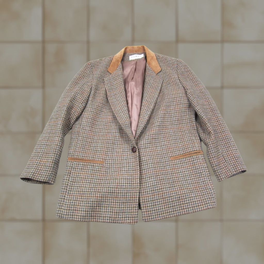 Eddie Bauer VINTAGE Eddie Bauer Jacket Womens 40 Large Brown Herringbone Tweed Blazer 90s USA Made Size L / US 10 / IT 46 - 1 Thumbnail