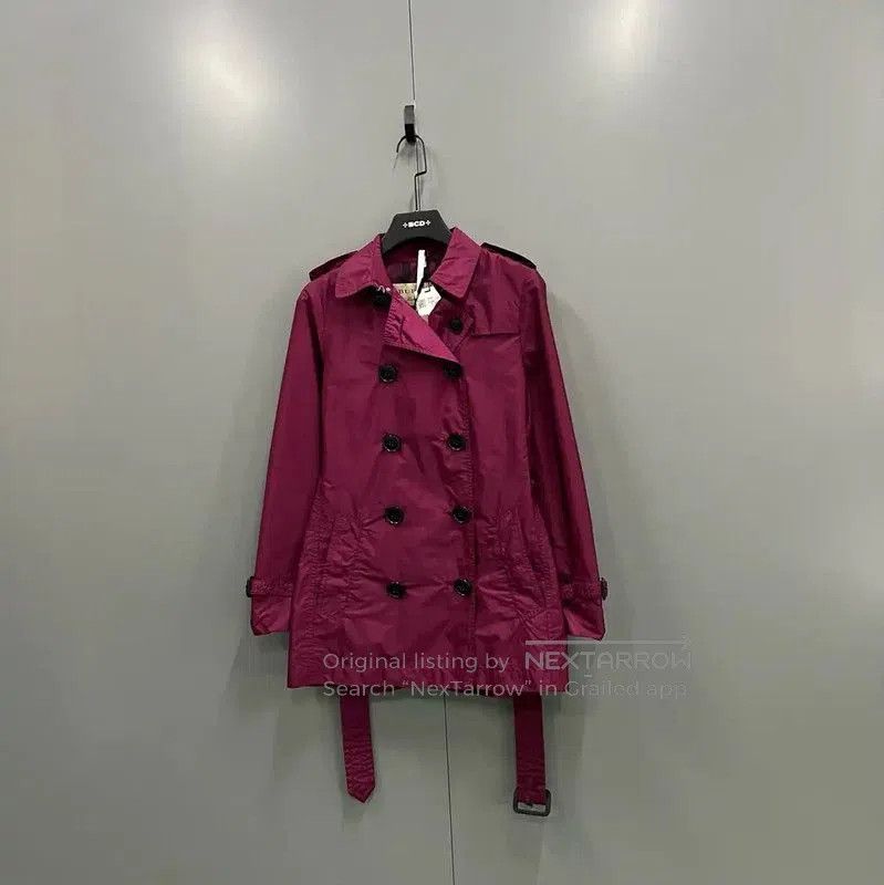 Burberry Burberry Pink Cotton Medium-Length Trench Coat. Size XXS / US 00 / IT 34 - 1 Thumbnail